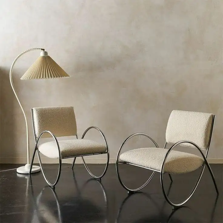 كرسي فوتيه مودرن حديد دهان الكتروستاتيك و قماش أو جلد MS-13077