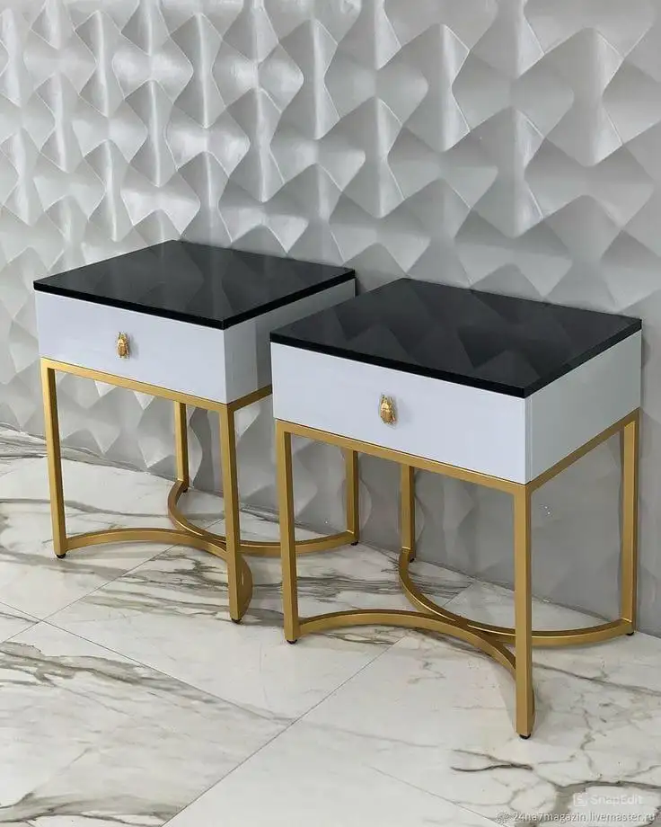 كومود مودرن مزود بدرج خشب كونتر طبيعي وحديد دهان الكتروستاتيك عالي الجودة MS-13112