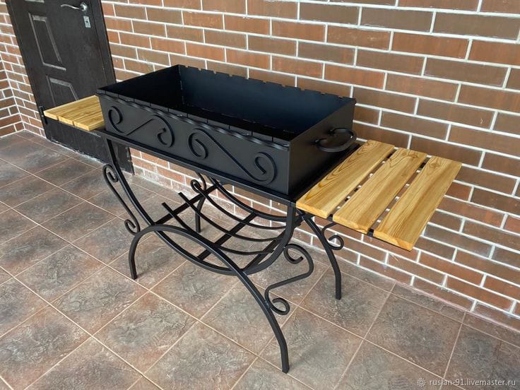 شواية من حديد دهان الكتروستاتك وخشب طبيعي MS-13252