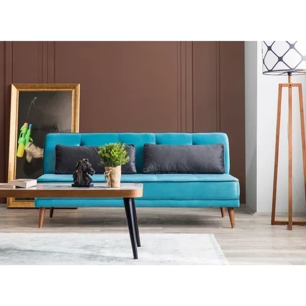 كنبة سرير خشب زان وقماش قطيفة أو كتان MS-12726