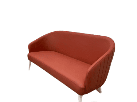 Office Reception Sofa 2-Seater Red Beech Wood with Imported Leather MS-9850