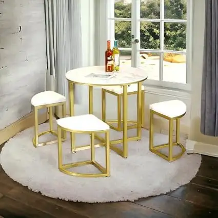 ترابيزة سفرة ستيل حديد دهانات اليكتروستاتيك و رخام و جلد صناعي MS-11756