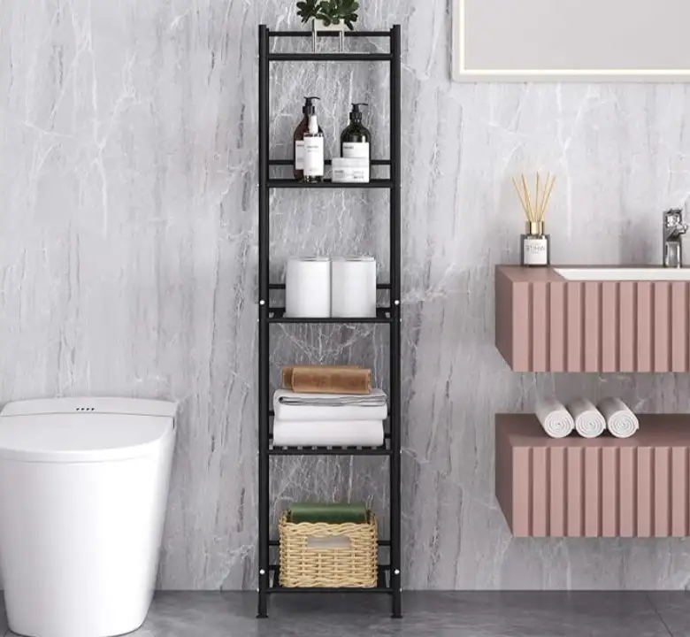 ستاند حمام مودرن حديد مطلي الكتروستاتيك وخشب كونتر MS-12054