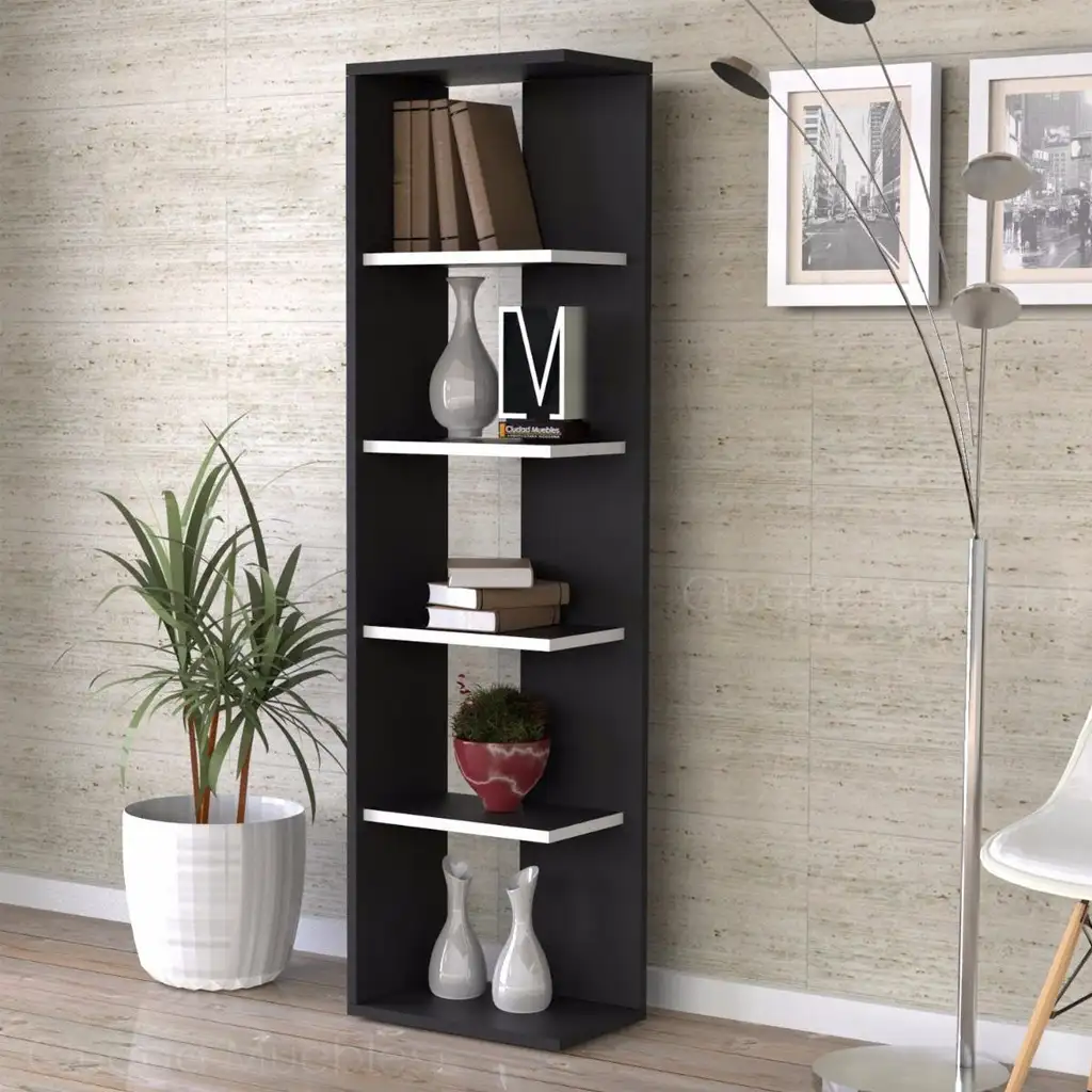 مكتبة ديكور حديد بأرفف خشب MDF مستورد متعددة الوظائف MS-8690