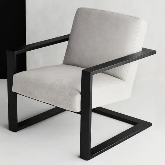 كرسي فوتيه على شكل سي ستانلس ستيل دهان الكتروستاتك وقماش كتان MS-8915