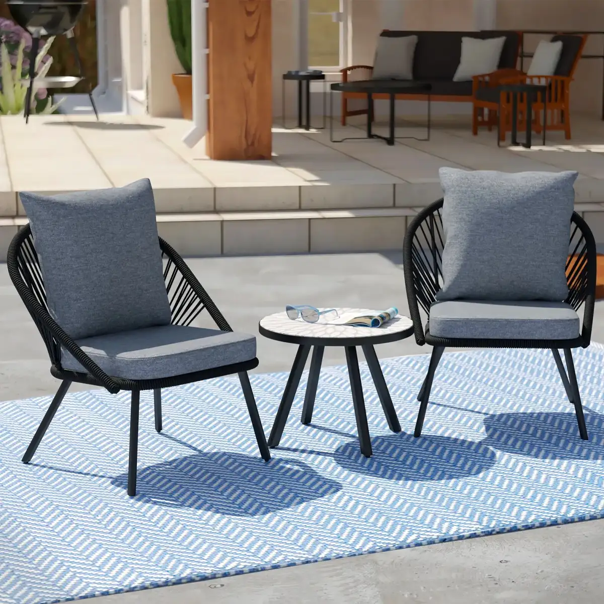 Outdoor Rope Set  2 Chairs and a Table Model MS-8104