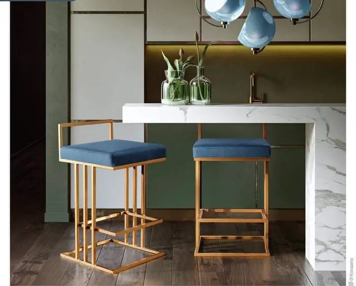 Steel Bar Chair made of plywood and velvet fabric MS-8800