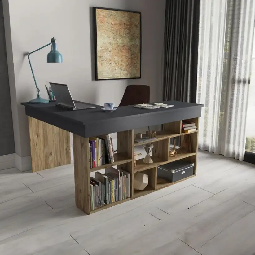 مكتب مذاكرة على شكل حرف L خشب MS-12359