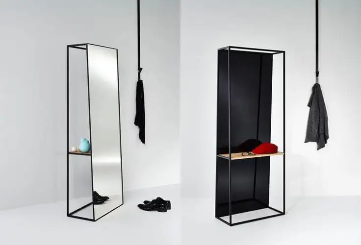 مراية ديكور مزودة برف من الخلف ستيل دهان الكتروستاتيك وزجاج MS-13207