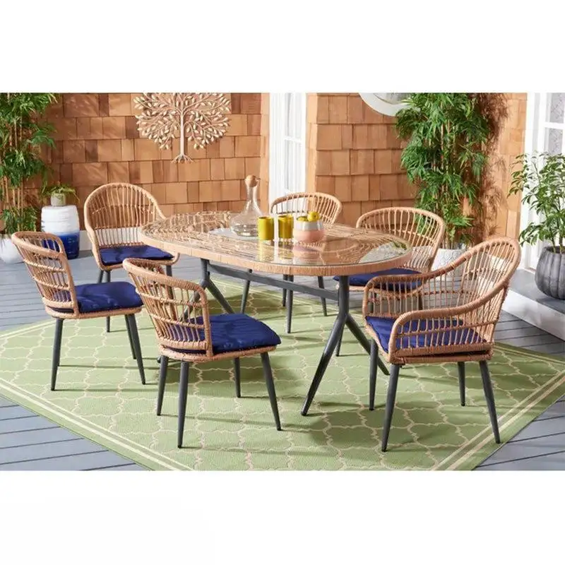Outdoor metal set with electrostatic paint, woven with ropes  including table MS-10256