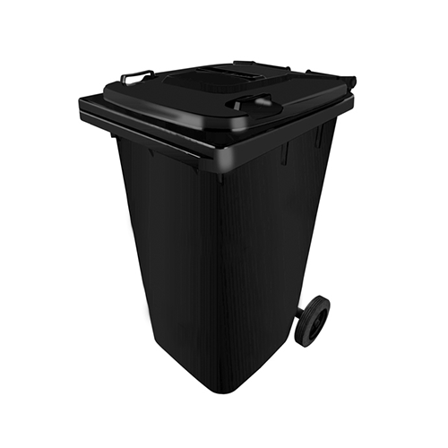 زباله بالعجل 120 لتر اللون أسود بلاستيك عالي الجودة MS-13453