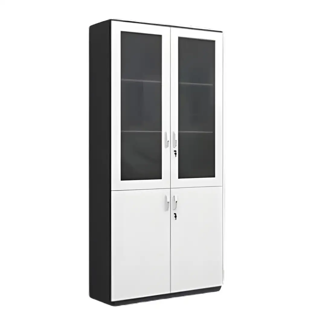 مكتبة تنظيم ملفات مودرن خشب MDF وزجاج (180سم × 80سم × 40سم) - MS-12957