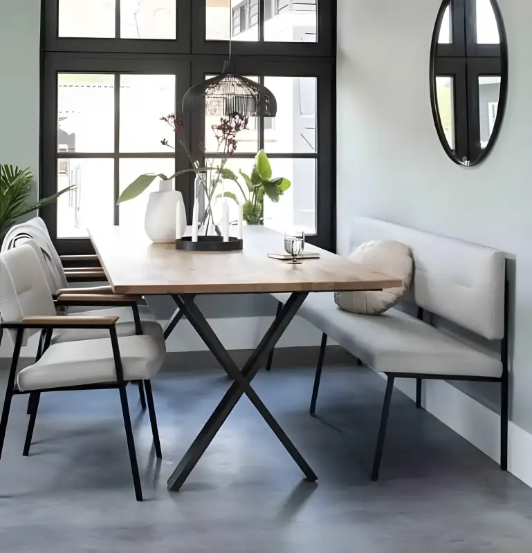 ترابيزة سفرة حديد دهان الكتروستاتيك و خشب كونتر و قماش كتان MS-11803