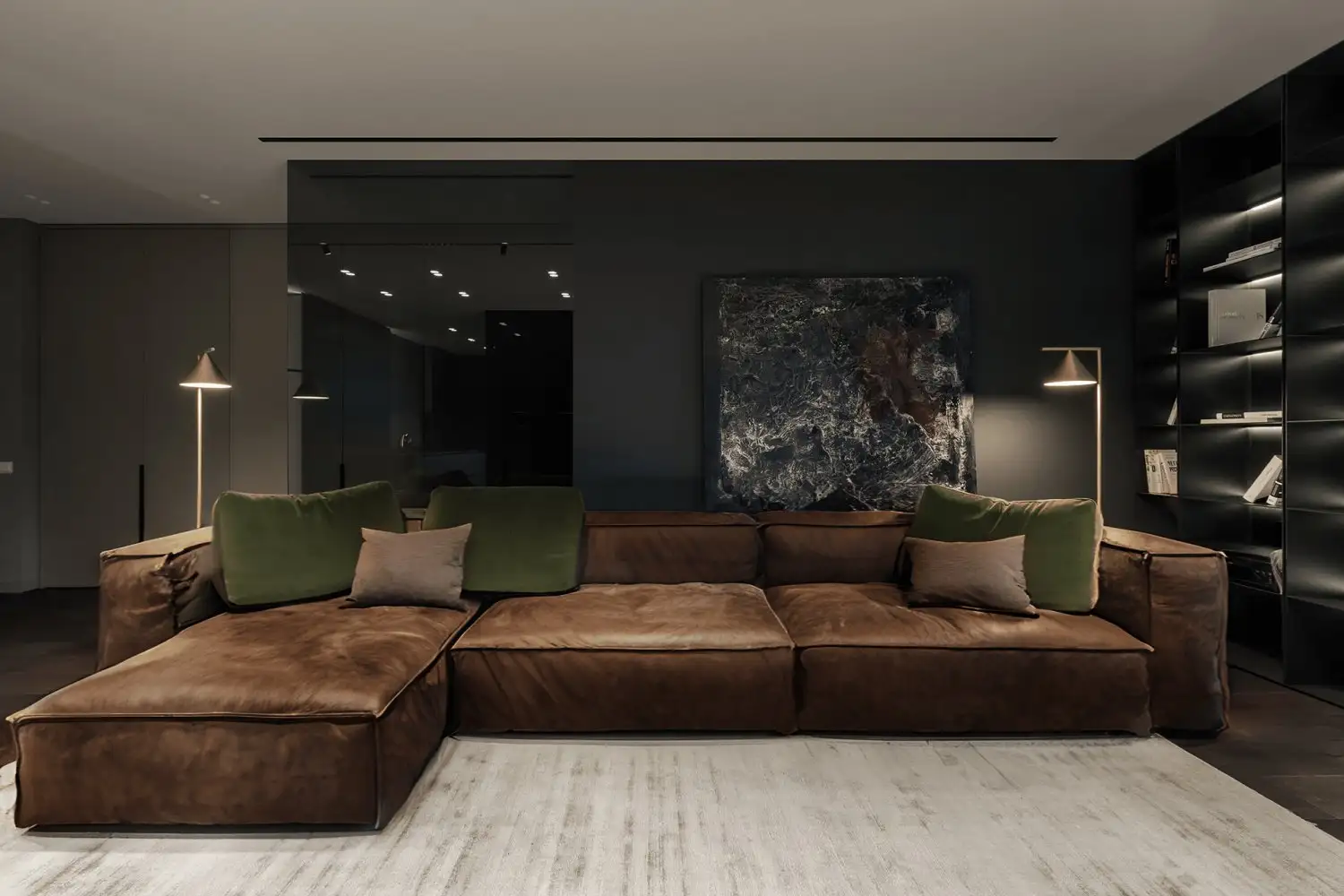 ركنة مودرن 320×190 سم خشب زان أحمر وقماش كتان أو قطيفة عالي الجودة MS-10967