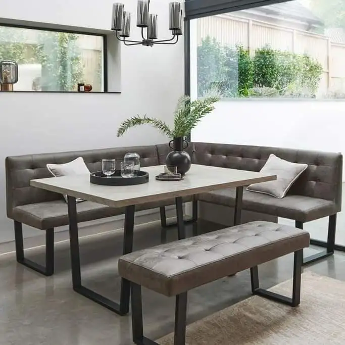 ترابيزة سفرة حديد دهان الكتروستاتيك و خشب كونتر و قماش جلد مقلوب مستورد تركي MS-11794