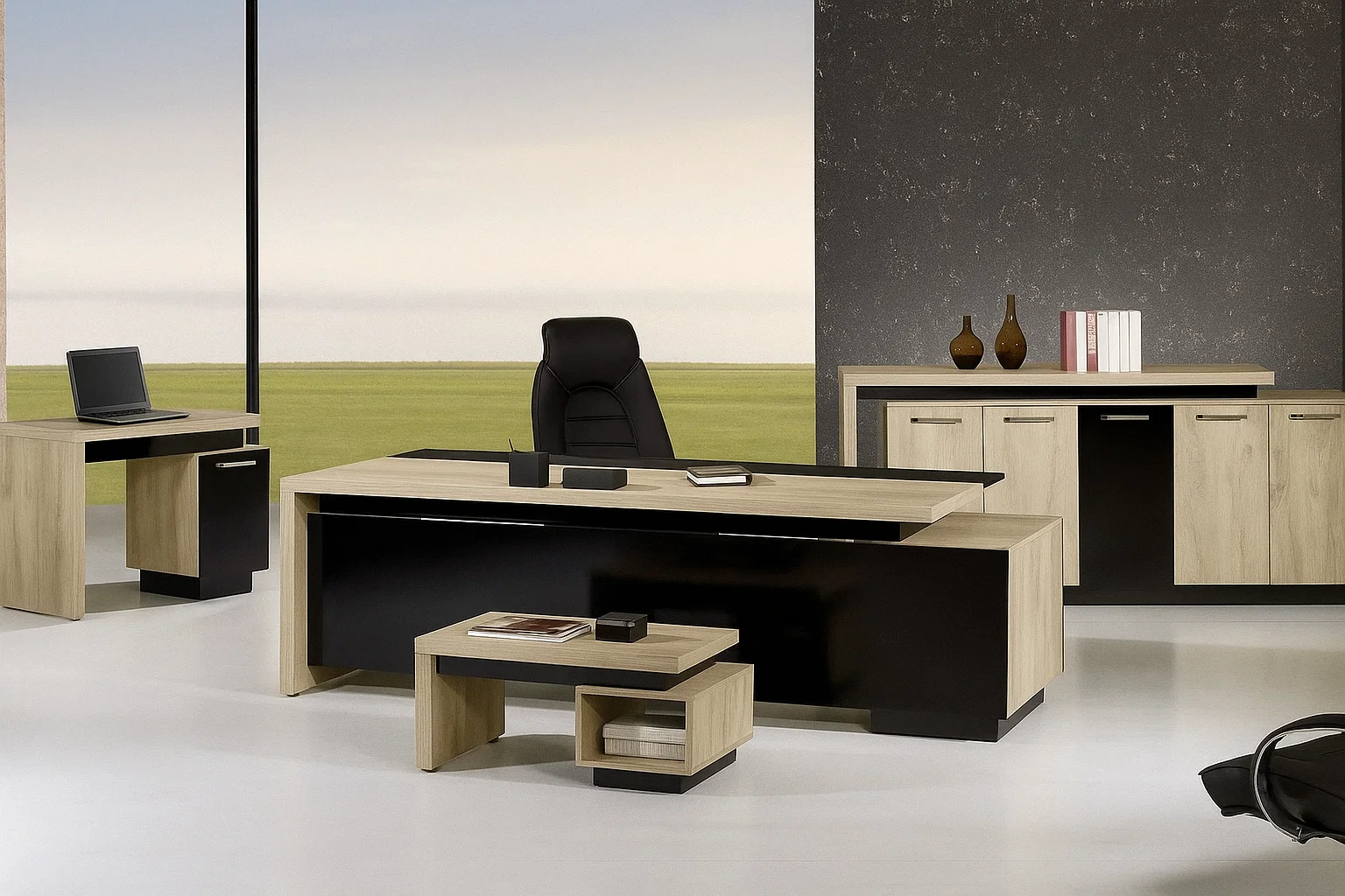 مكتب مدير مودرن (180 × 80 × 80 سم) مزود بسايد جانبي MS-10559