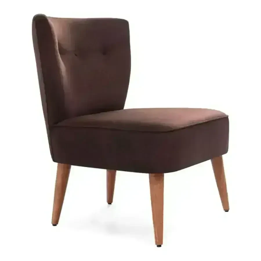 Modern armchair, red beech wood and linen or velvet MS-8188