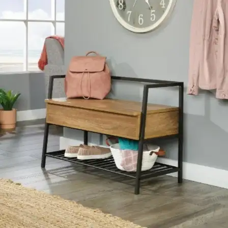 Modern sled bench treated iron electrostatic paint and counter wood MS-12022