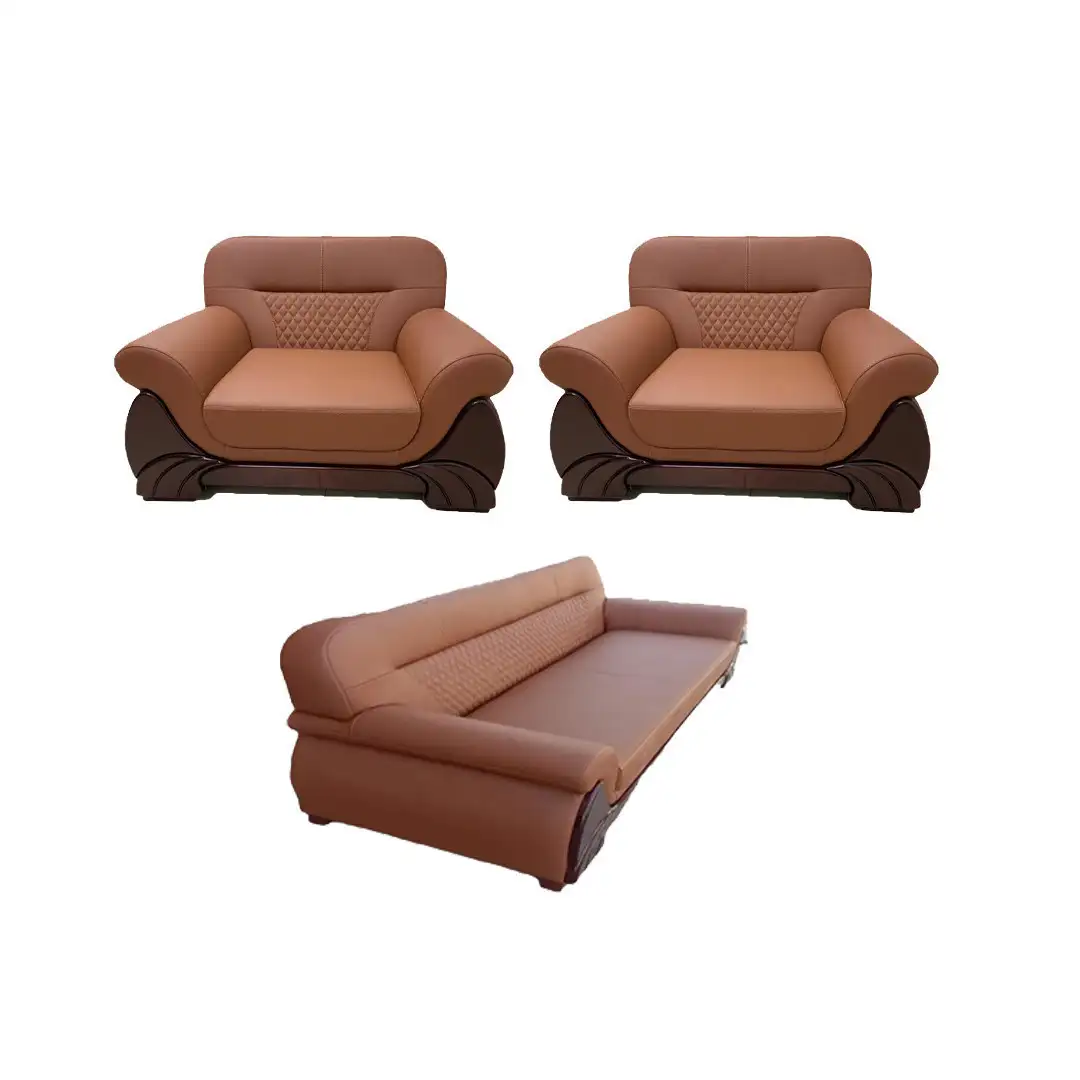 انتريه استقبال مكتبي من كنبة 3 فرد وكرسي فوتيه خشب زان أحمر  MS-9812