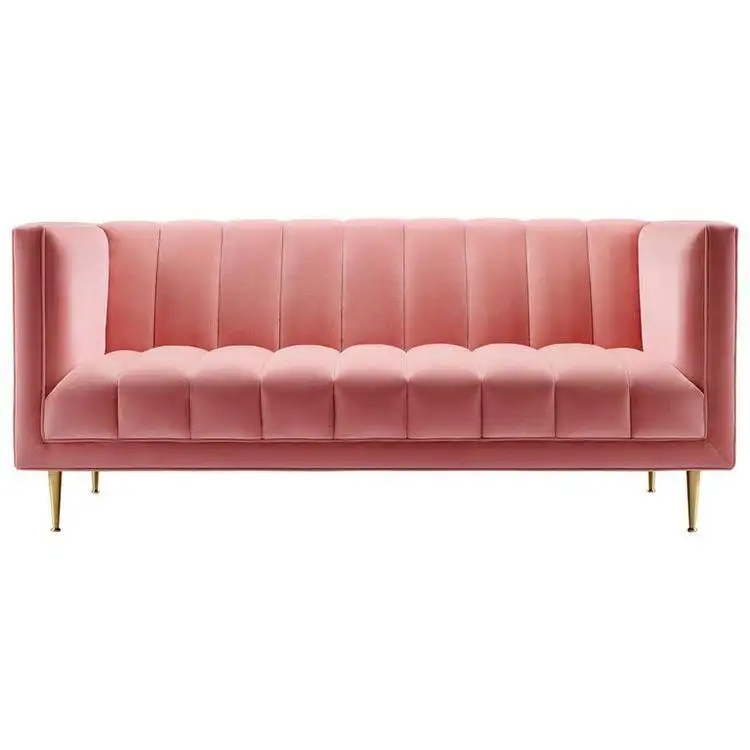 كنبة ثلاث مقاعد مودرن خشب زان أحمر وقماش كتان أو قطيفة MS-11213