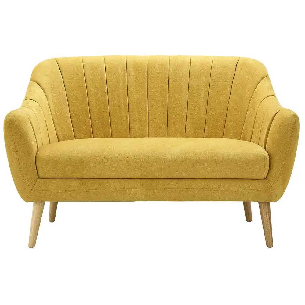 كنبة مقعدين مودرن خشب زان أحمر وقماش كتان أو قطيفة عالي الجودة MS-11180