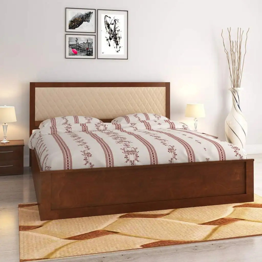 Modern Bed made of Natural Counter Wood and Oak MS-9369