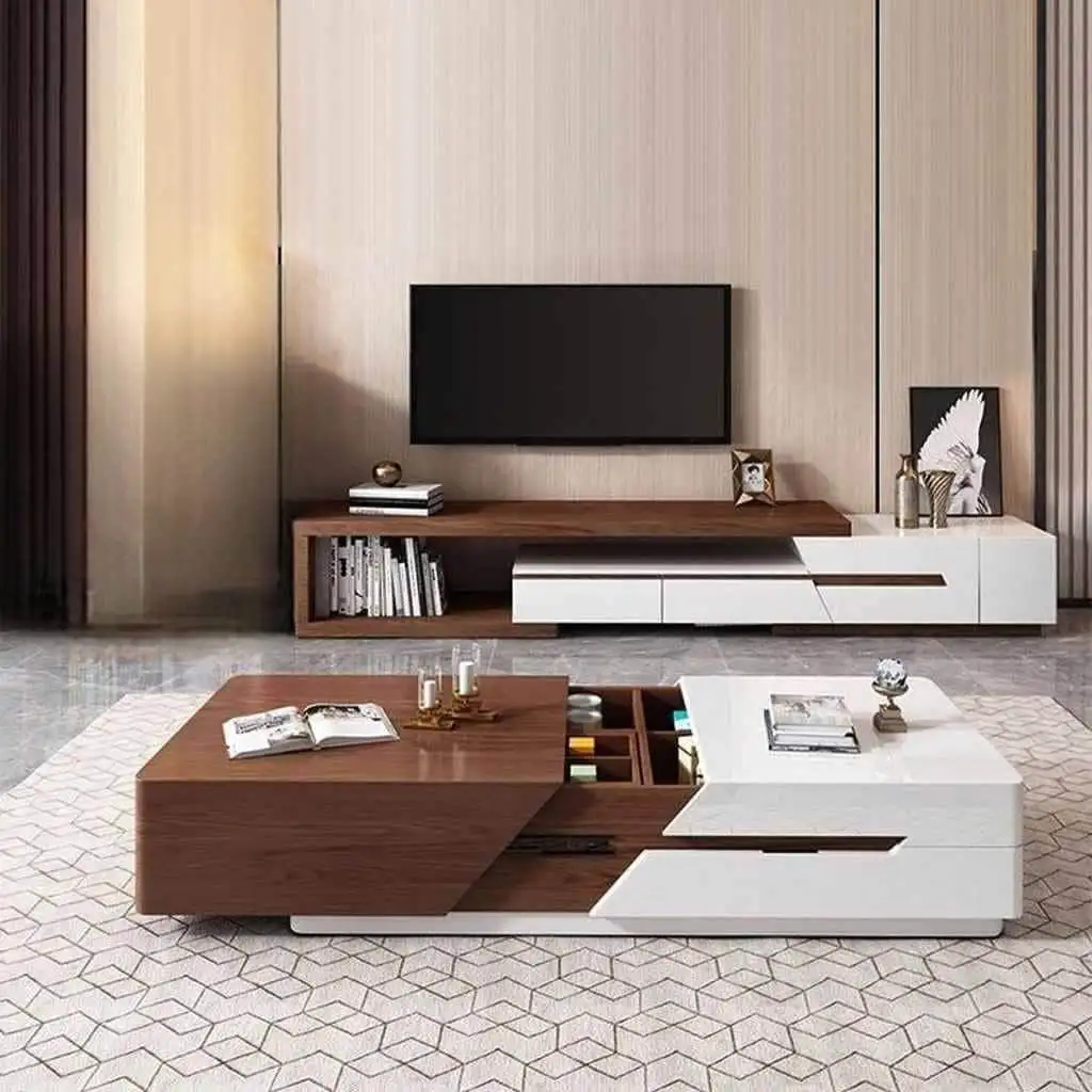 ترابيزة تلفزيون + ترابيزة وسط خشب ام دي اف MS-10780