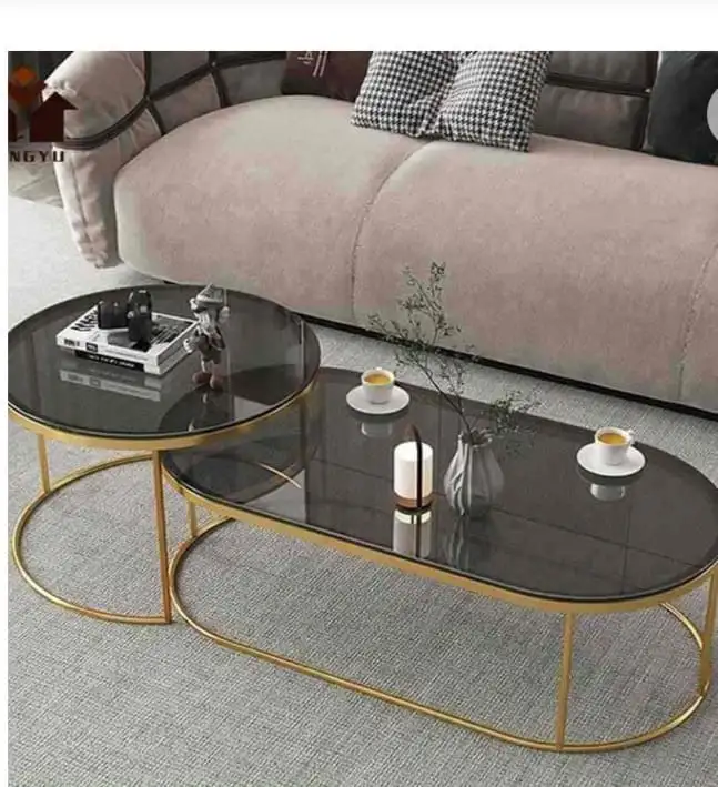 ترابيزة ديكور قطعتين متداخلتين ستانلس ستيل دهان الكتروستاتيك MS-13523