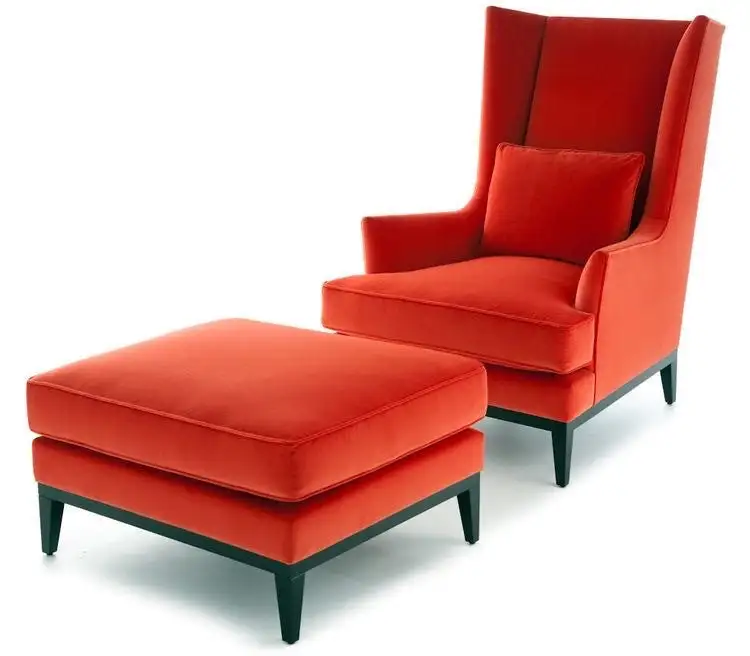 كرسي و بوف مودرن خشب زان أحمر وقماش قطيفة أو كتان MS-12897