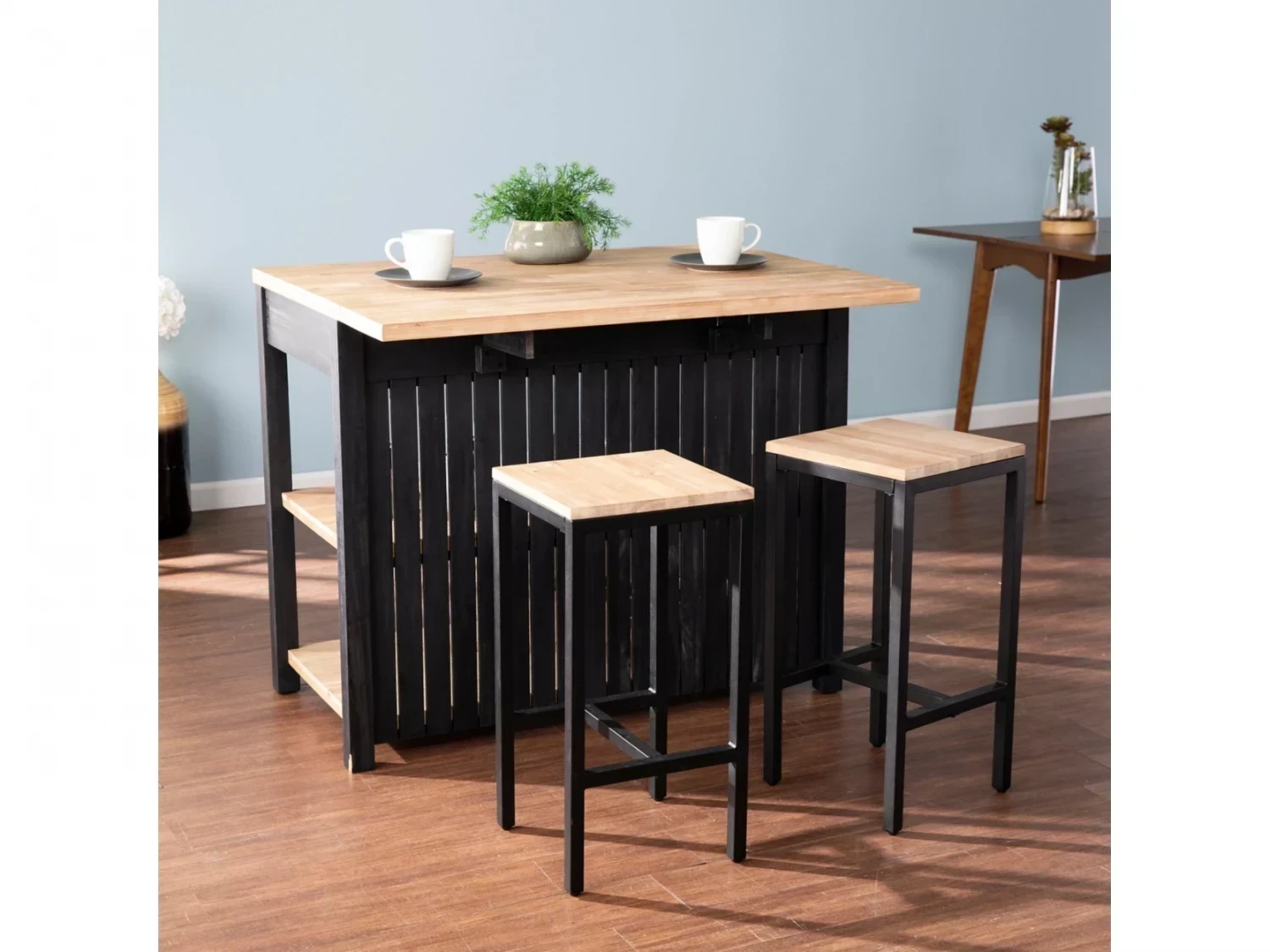 ترابيزة سفرة ستيل دهان الكتروستاتيك و خشب طبيعي MS-11757