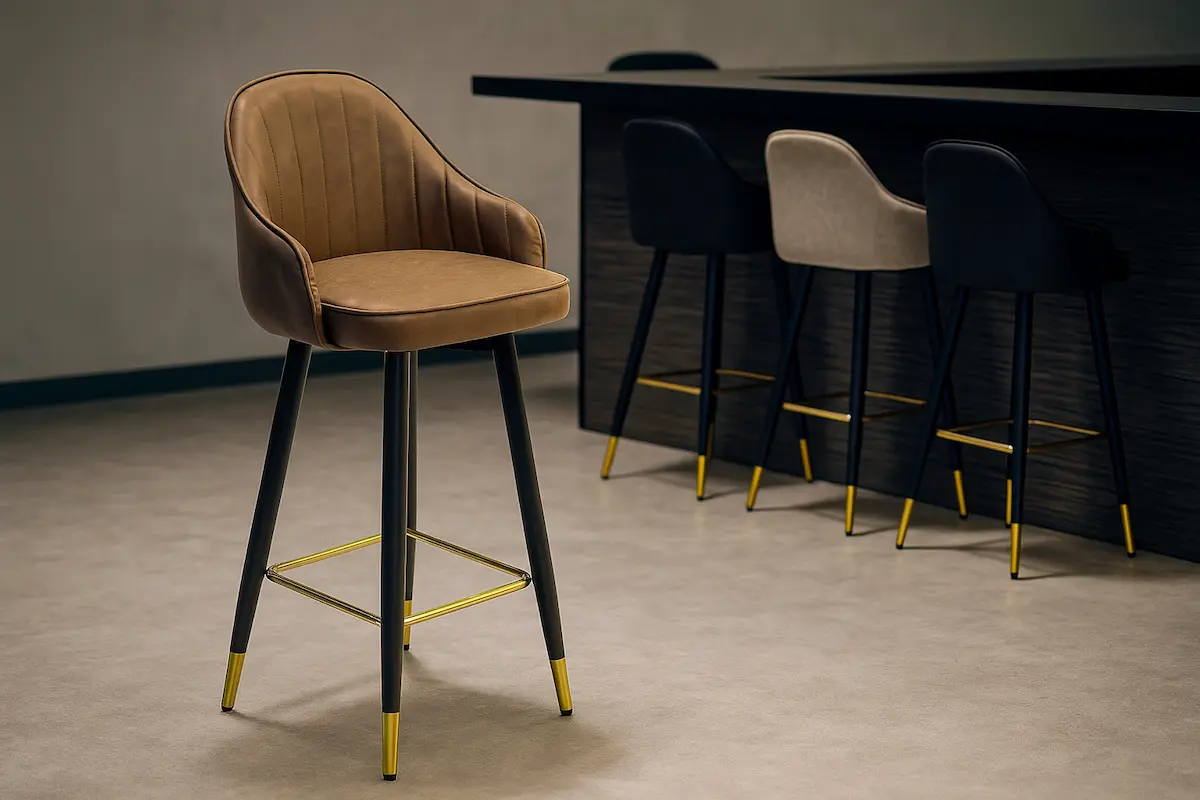 Bar chair made of plywood wood with imported velvet fabric MS-8901