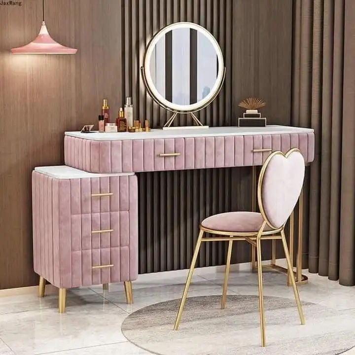 تسريحه مودرن مصنوعة من خشب طبيعي كونتر و ستيل معالج دهان الكتروستاتيك وقماش قطيفه عالي الجودة - MS-11656