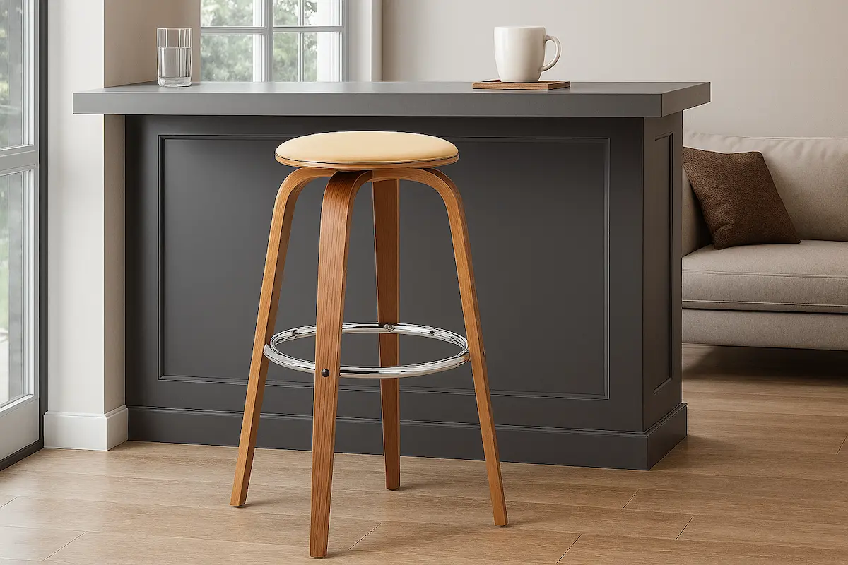 كرسي بار بقاعدة دائرية من الخشب الكونترالطبقات المطلي بطبقة من البوليستر MS-7444