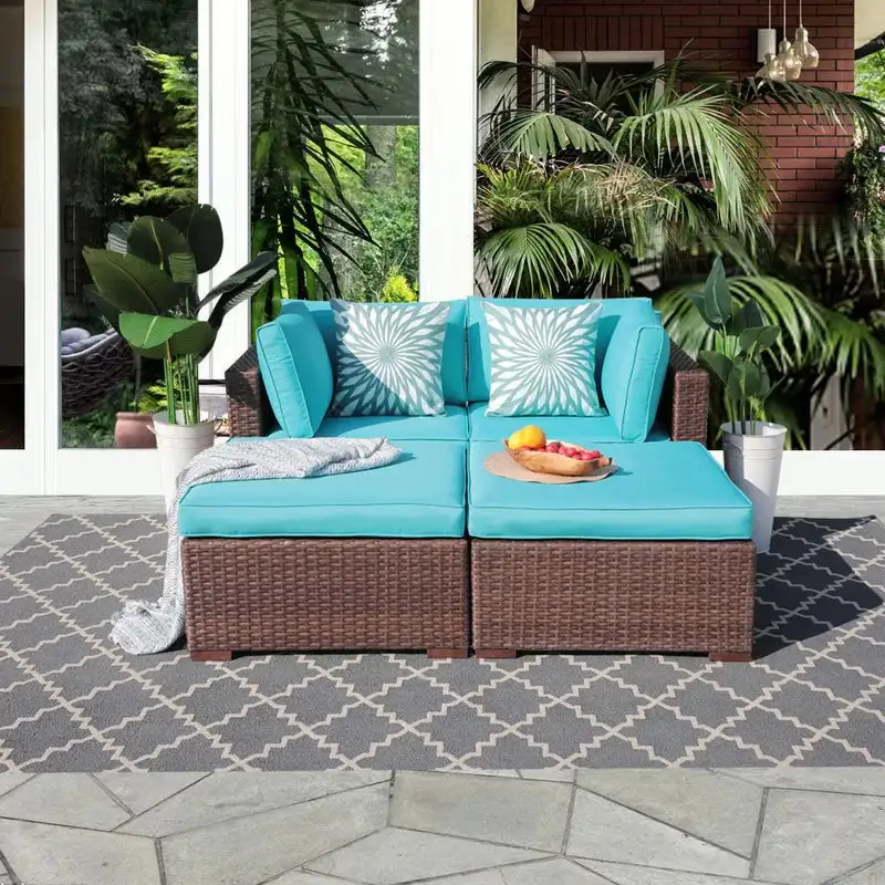 سرير شازلونج خارجي 4 قطع مصنوع من رتان عالي الجودة MS-10203