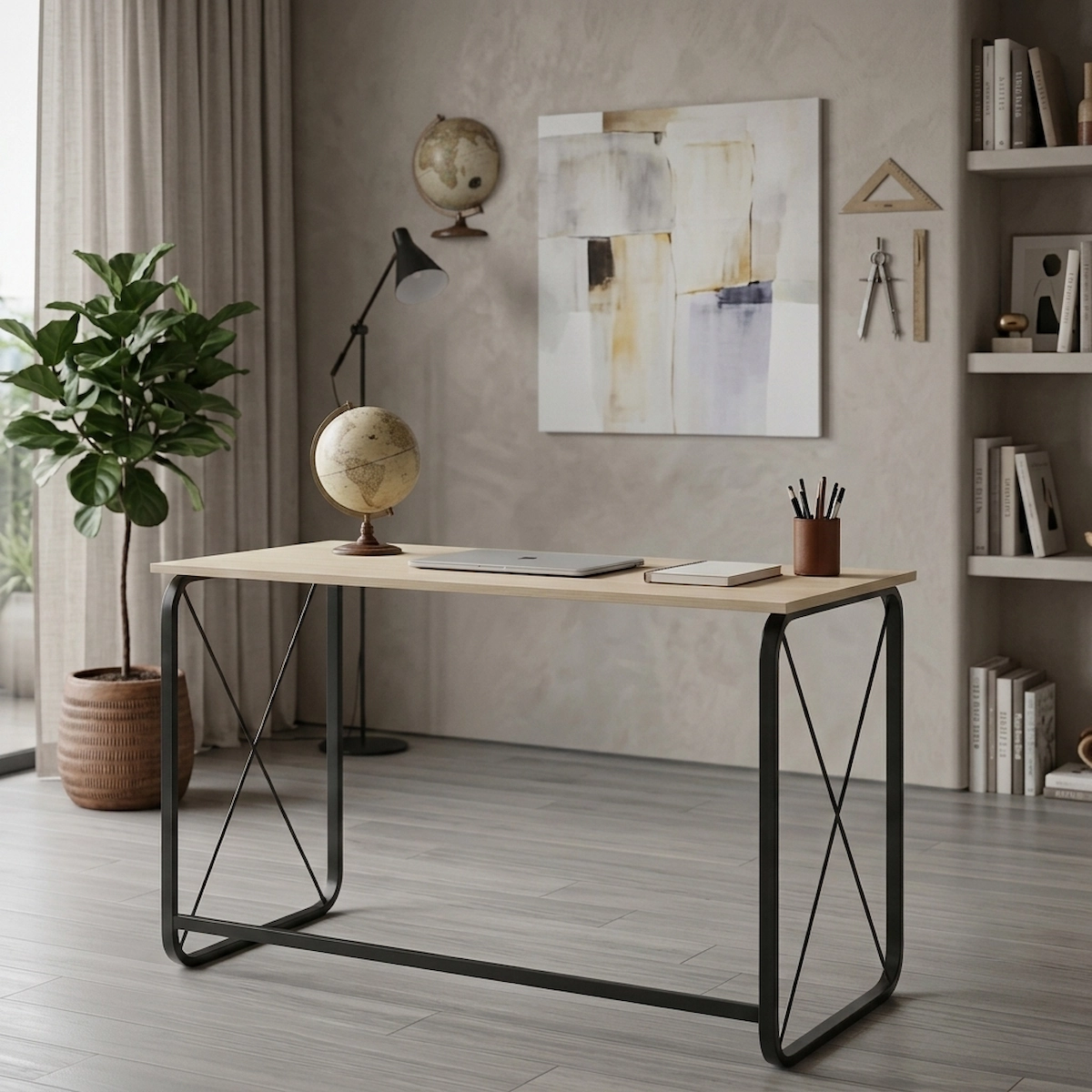 Electrostatic Paint Iron Study Desk MS-13719