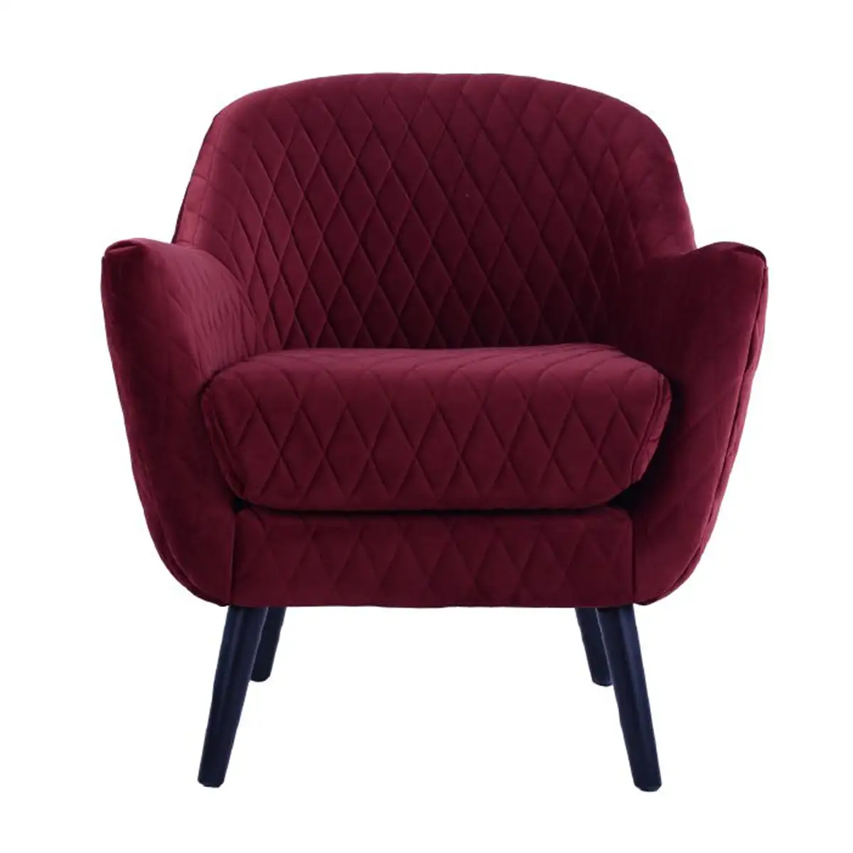Modern armchair, red beech wood and linen or velvet MS-8186