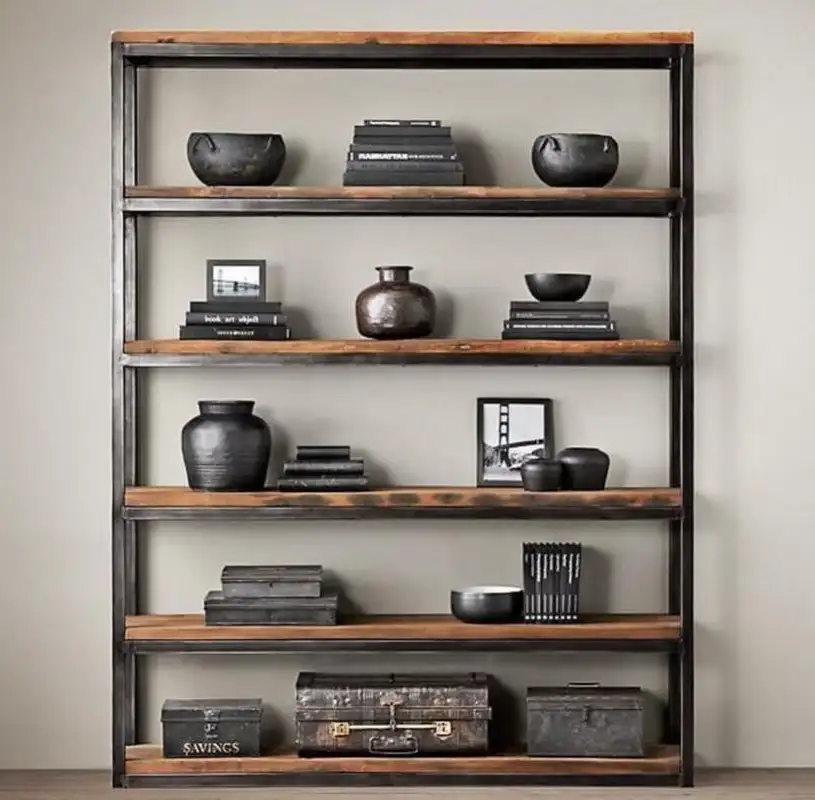 Decorative bookshelf iron and MDF imported MS-7353