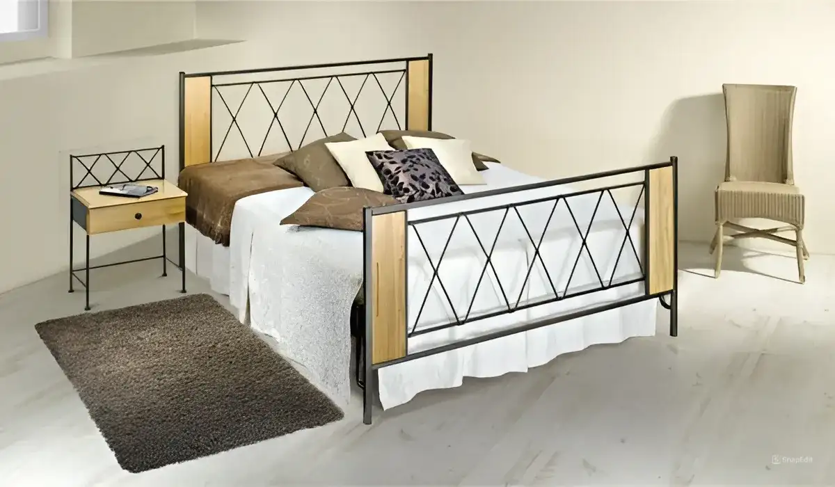 سرير مودرن مصنوع من حديد دهان الكتروستاتيك مع 2 كومود MS-11562