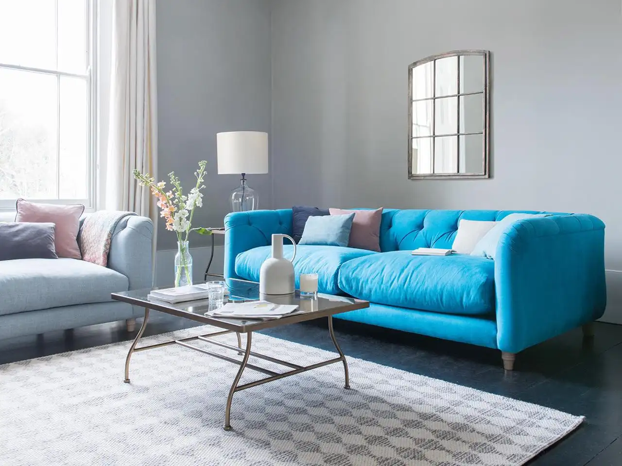 كنبة ثلاث مقاعد خشب زان أحمر و قماش كتان أو قطيفة MS-11235