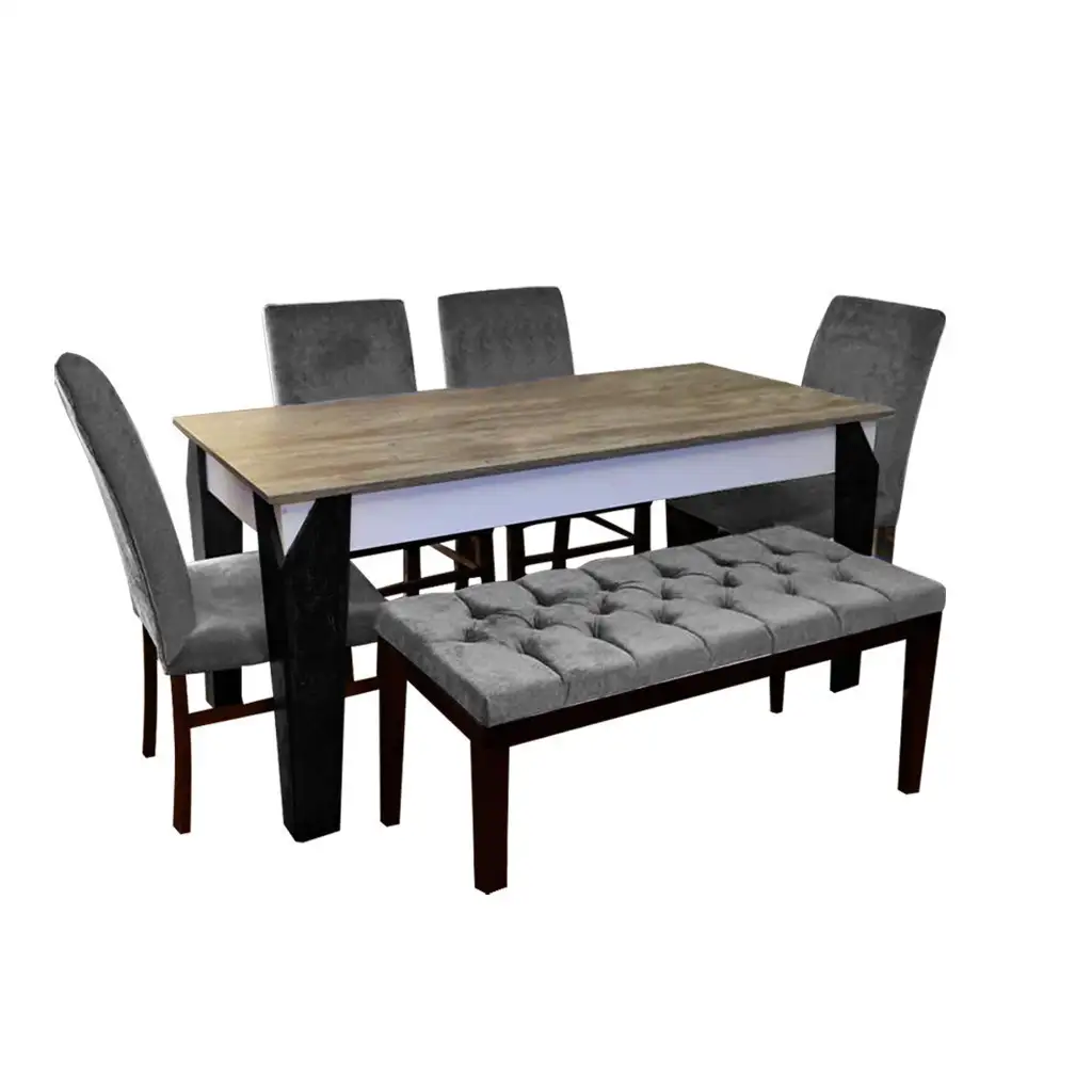 سفره مودرن مع 4كرسي وبانكيت خشب ام دي اف MS-9230