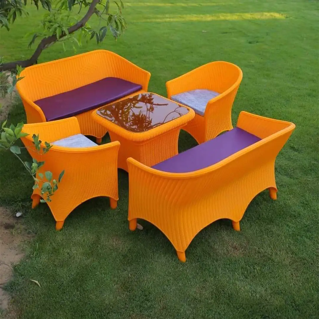 طقم حديقة من 2 كنبة و2 فوتيه وترابيزة من البلاستيك عالي الجودة MS-10586