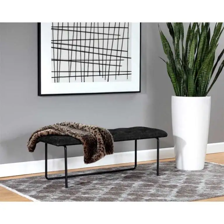 Modern bench iron electrostatic paint and natural wood with velvet fabric MS-12086