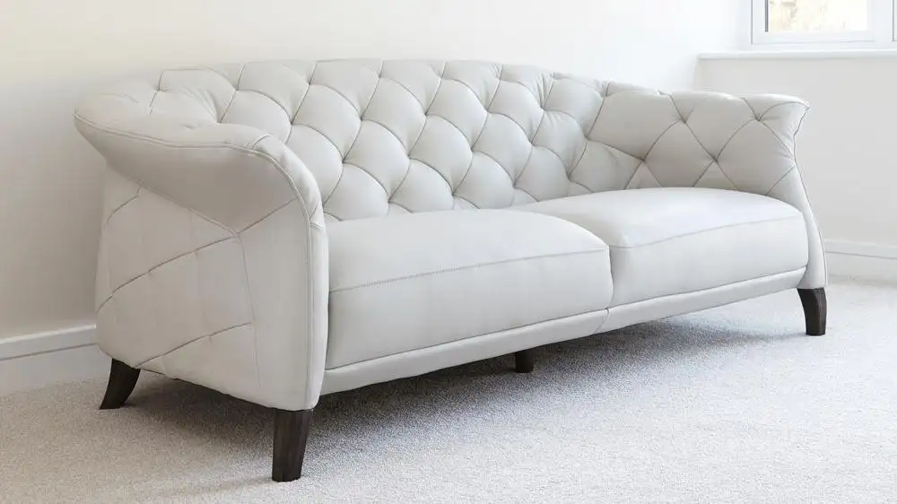 كنبة ثلاث مقاعد كابتونيه خشب زان أحمر و قماش كتان أو قطيفة MS-11237