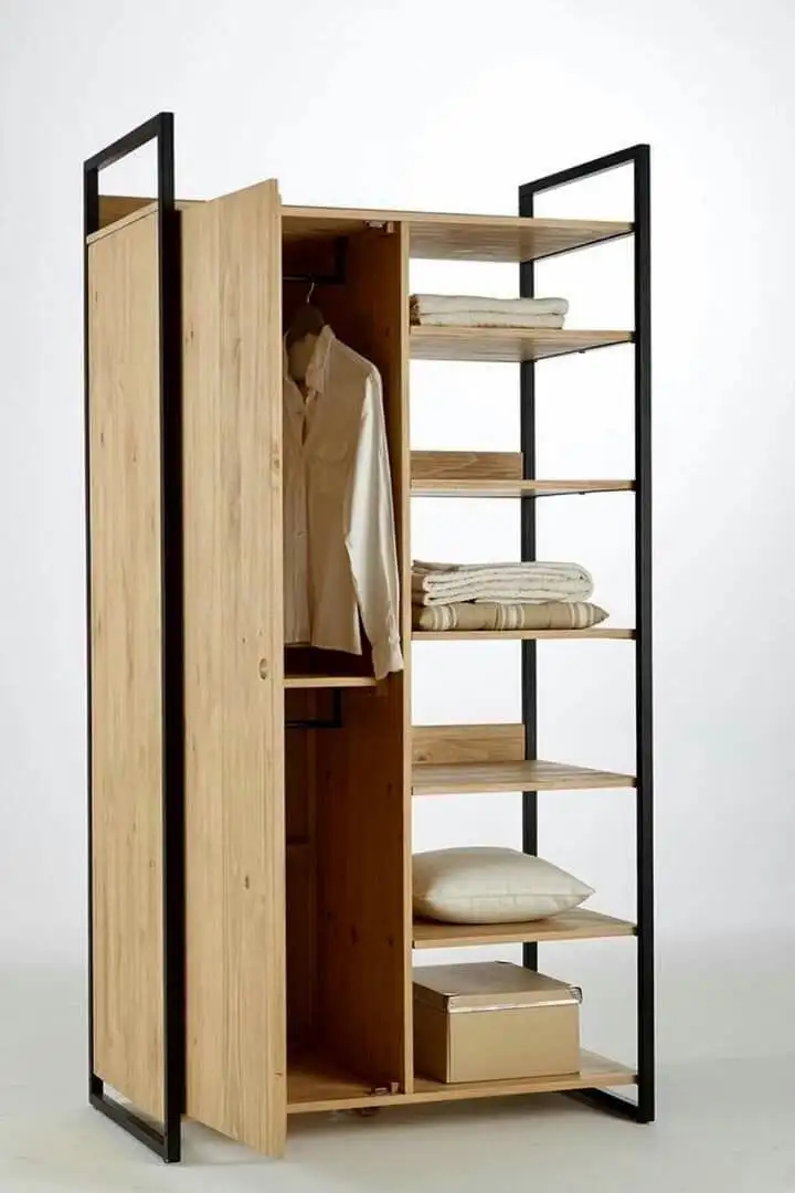 دولاب مودرن معدن معالج بالكتروستاتيك وخشب كونتر عالي الجودة MS-11670