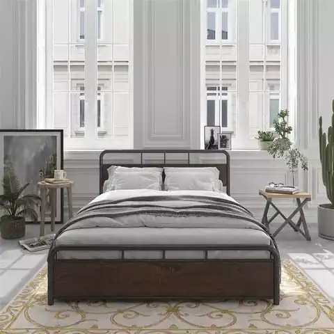 Large Modern Bed made of Steel and MDF Wood MS-9274