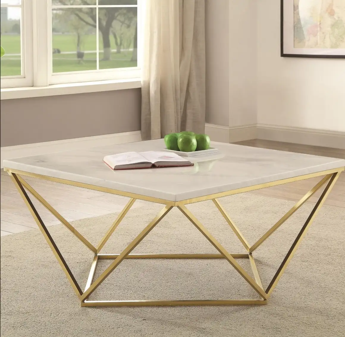 ترابيزة ديكور ستانلس ستيل ورخام MS-11968