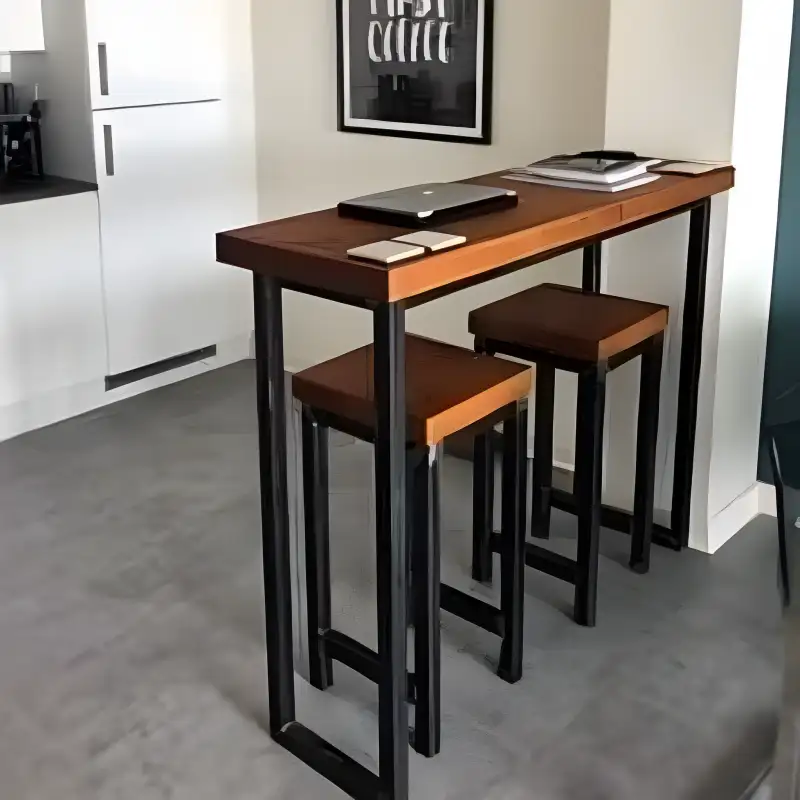 ترابيزة سفرة وعدد 2 كرسي بار مصنوعة من حديد دهان الكتروستاتيك و خشب كونتر MS-11754