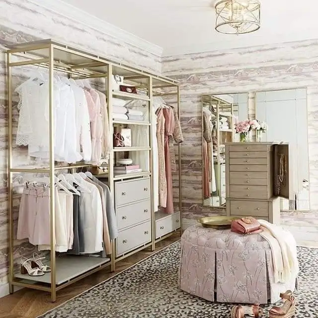 دريسنج روم مصنوع من معدن معالج الكتروستاتيك و خشب كونتر طبيعي عالي الجودة MS-11646