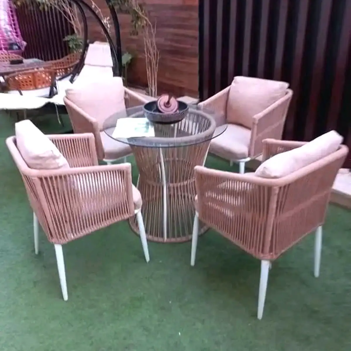 Outdoor rope set of 4 chairs and a table for homes, restaurants and cafes MS-8106