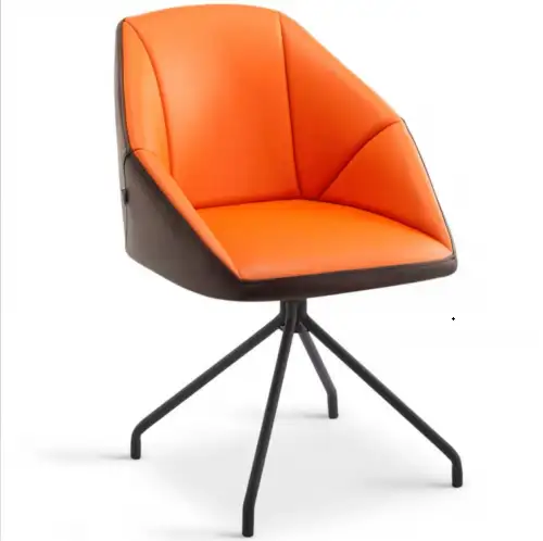 Modern armchair, natural plywood wood, imported leather MS-9166